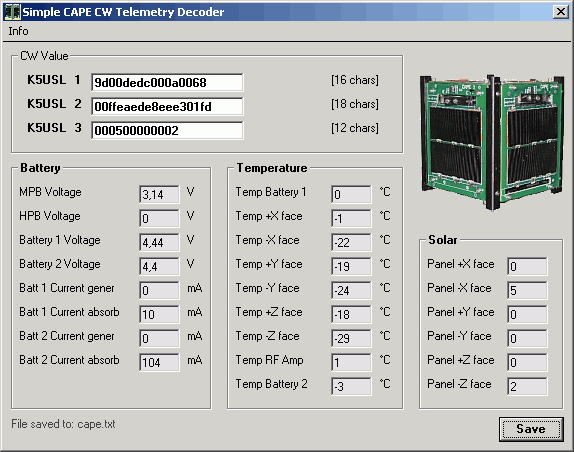 einfaches Programm zum Auswerten der CAPE-1 CW Telemetrie