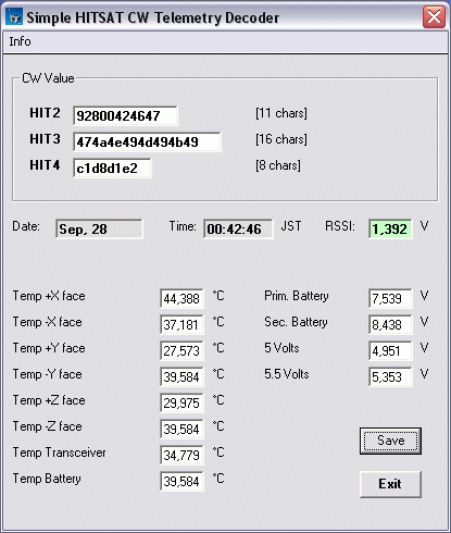 einfaches Programm zum Auswerten der HITSAT CW Telemetrie